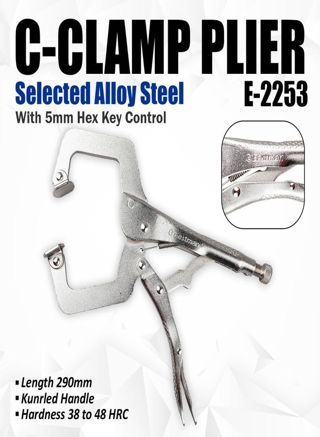 إيست مان كماشة مشبك إيستمان C، 11/275 مم، مصنوعة من فولاذ سبيكي مختار مع مفتاح سداسي 5 مم، طقم كماشة تحكم شديدة التحمل، مشبك قضيب، وسادات دوارة - طقم أدوات فضي (E-2253) - Image 2